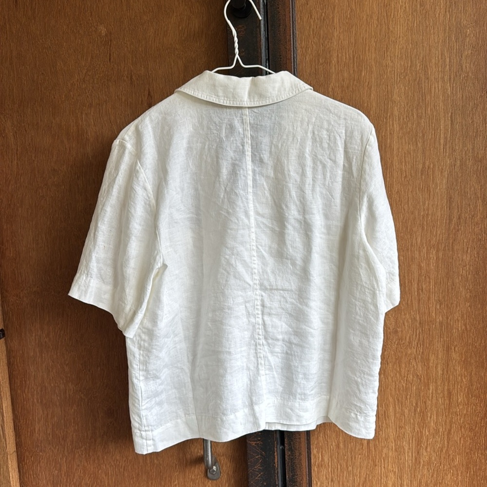 Everlane Cream Short-Sleeve Button Down Shirt 100% Linen - Picture 3 of 3